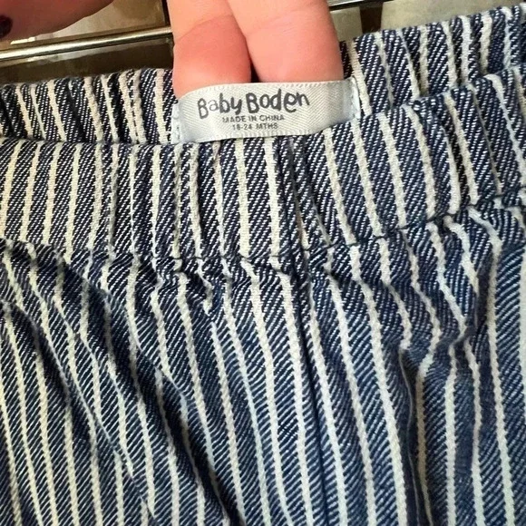 Baby Boden navy trousers pants toddler boy elastic striped formal stretchy - Picture 2 of 3